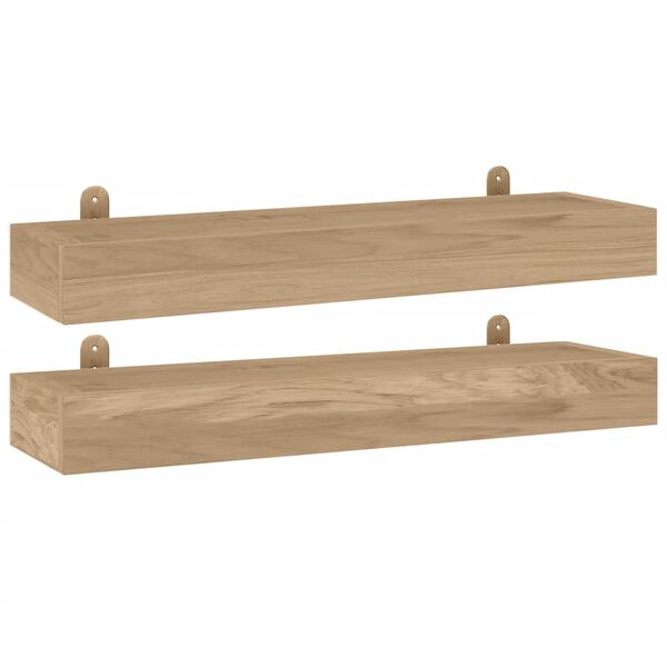 vidaXL Ράφια Τοίχου 2 τεμ. 60 x 15 x 4 εκ. από Μασίφ Ξύλο Teak