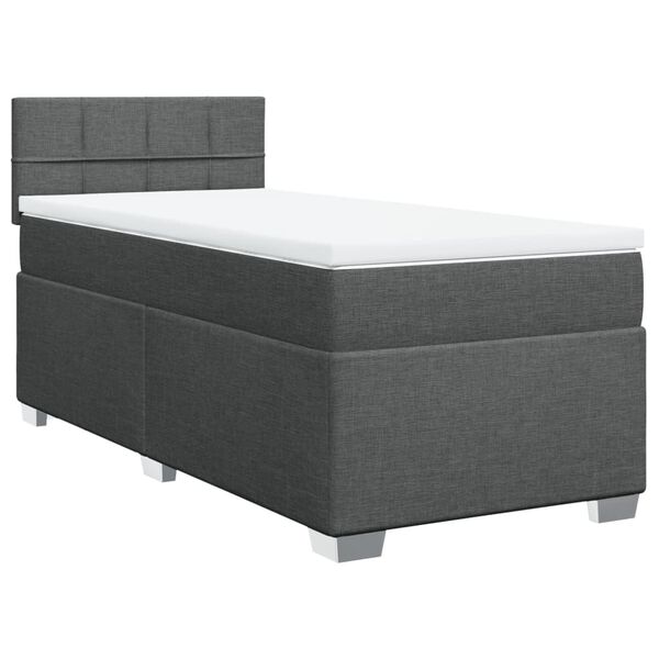 vidaXL Κρεβάτι Boxspring με Στρώμα Σκούρο Γκρι 90x190 εκ. Υφασμάτινο