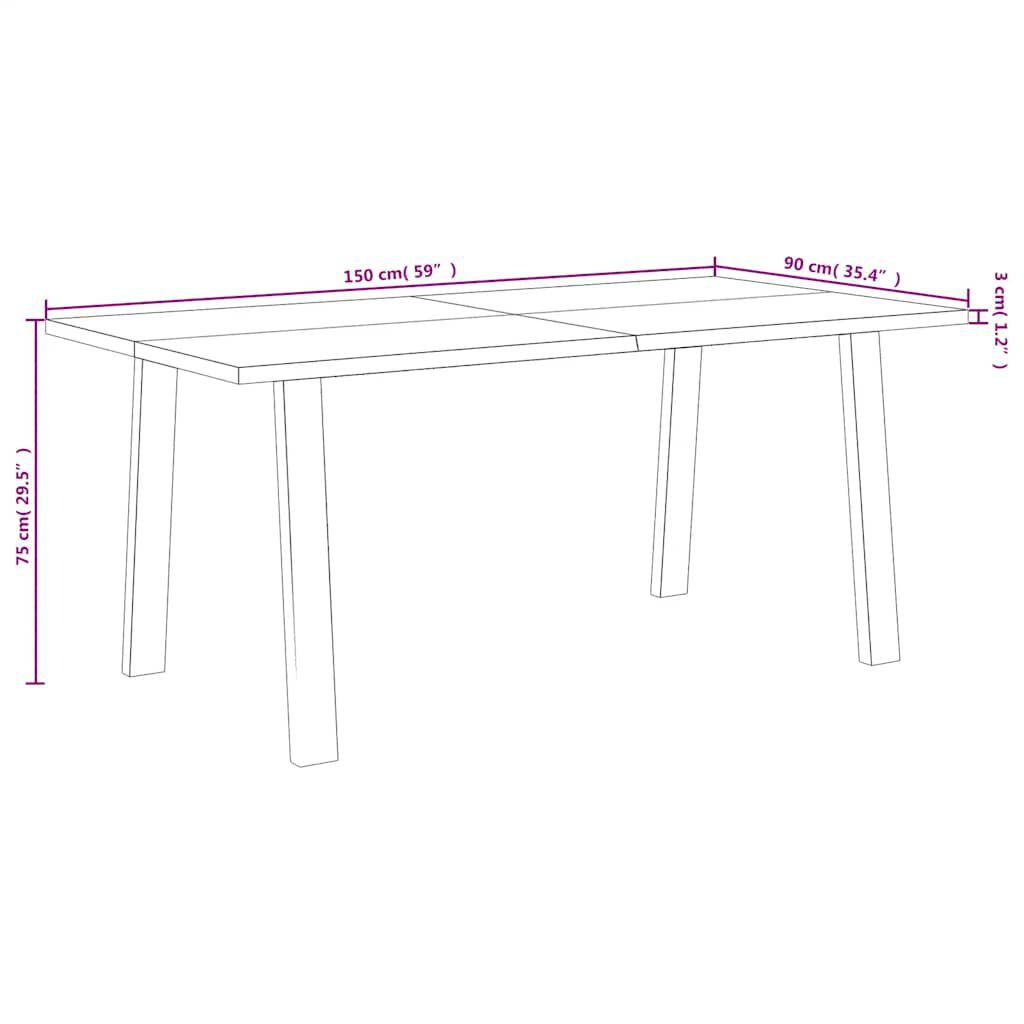 vidaXL Τραπεζαρία 150 x 90 x 75 εκ. από Μασίφ Ξύλο Ακακίας