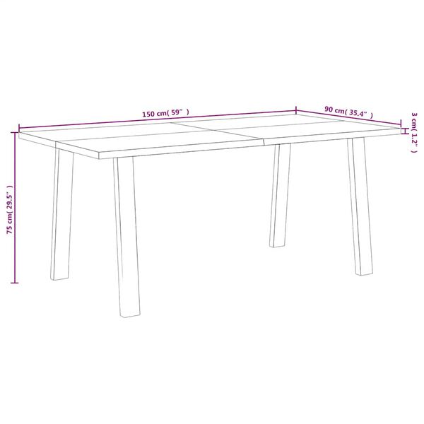 vidaXL Τραπεζαρία 150 x 90 x 75 εκ. από Μασίφ Ξύλο Ακακίας