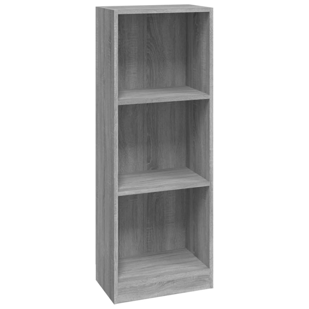 vidaXL Βιβλιοθήκη με 3 Ράφια Γκρι Sonoma 40x24x109 εκ. Επεξεργ. Ξύλο