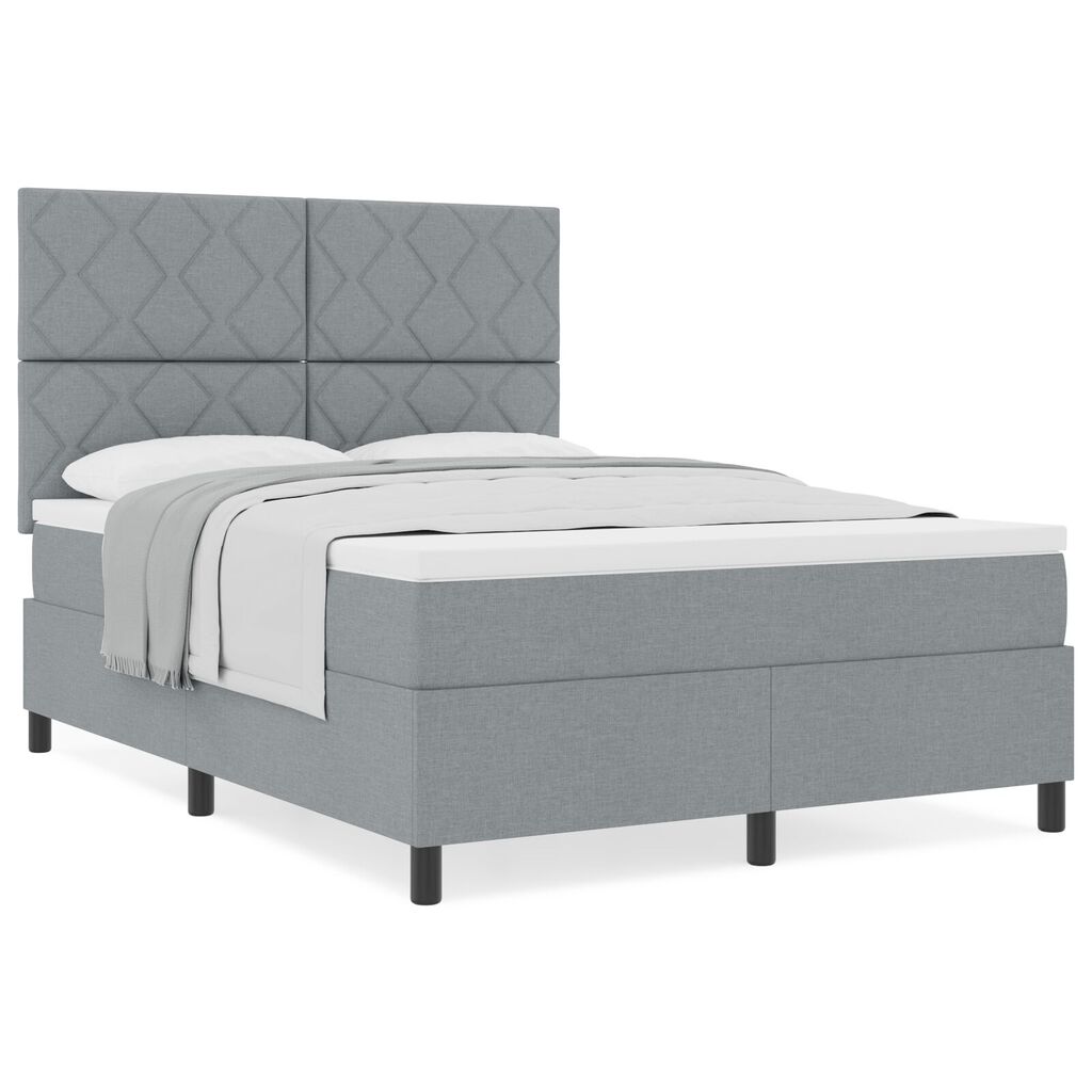 vidaXL Κρεβάτι Box Spring με Στρώμα Φως Γκρι 160x200 εκ. Ύφασμα