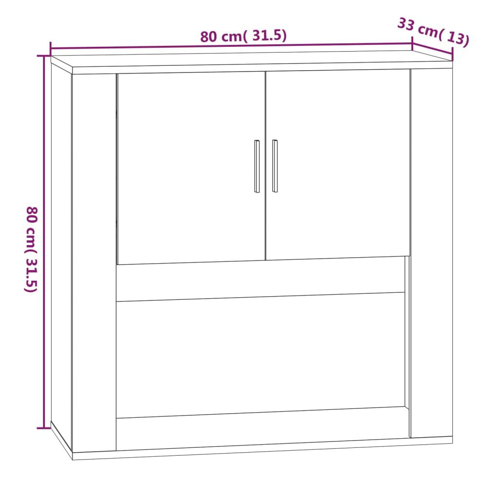vidaXL Ντουλάπι Τοίχου Καπνιστή Δρυς 80x33x80 εκ. Επεξεργασμένο Ξύλο