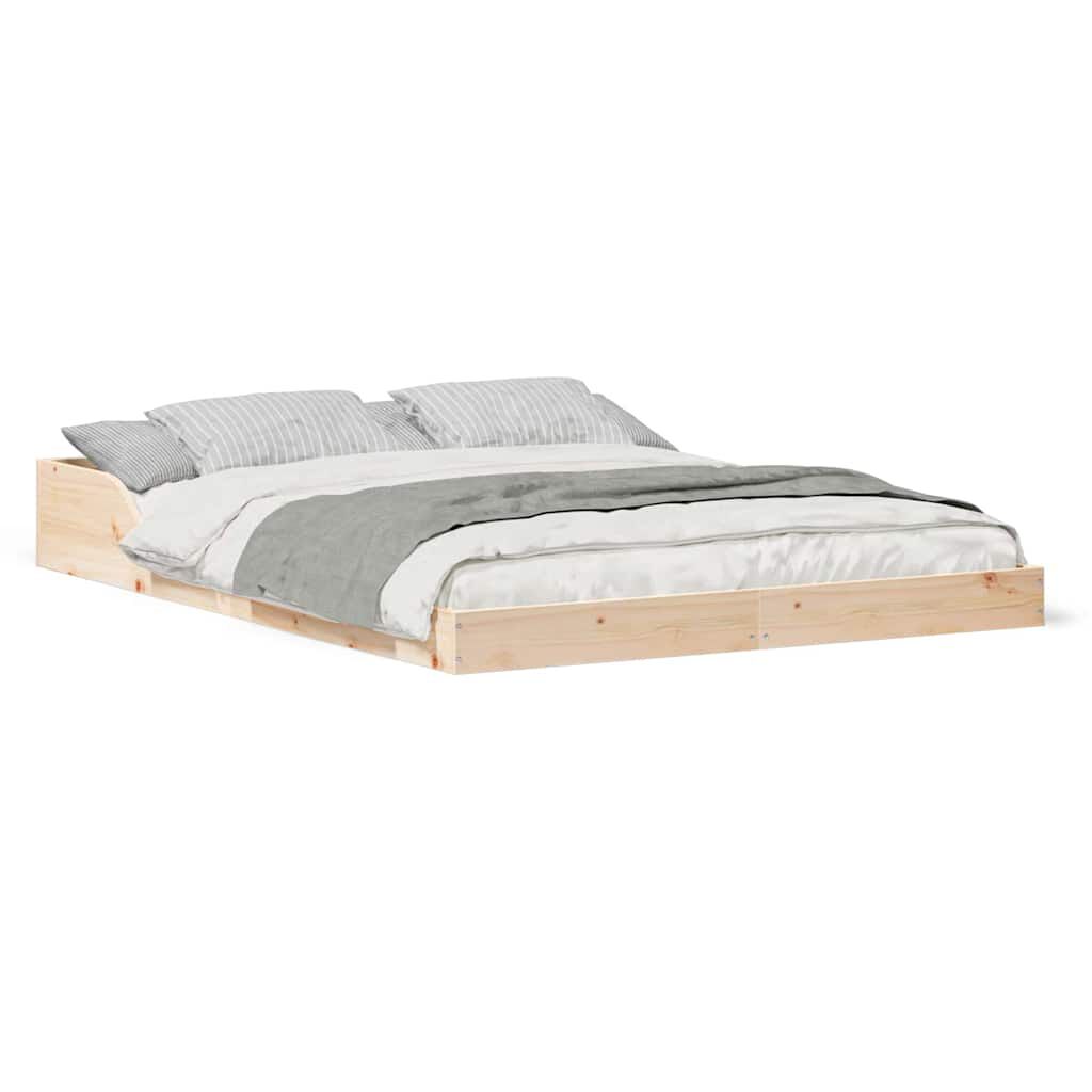 vidaXL Σκελετός Κρεβατιού Καφέ 140 x 190 cm Μασίφ ξύλο πεύκου
