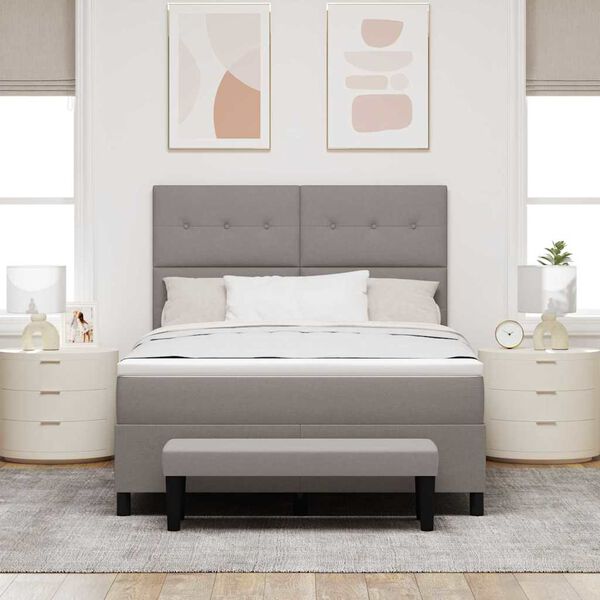vidaXL &Kappa;&rho;&epsilon;&beta;ά&tau;&iota; &mu;&epsilon; &epsilon;&lambda;&alpha;&tau;ή&rho;&iota;&alpha; &mu;&epsilon; &kappa;&epsilon;&phi;&alpha;&lambda;ά&rho;&iota; Taupe 140 x 200 cm ύ&phi;&alpha;&sigma;&mu;&alpha;