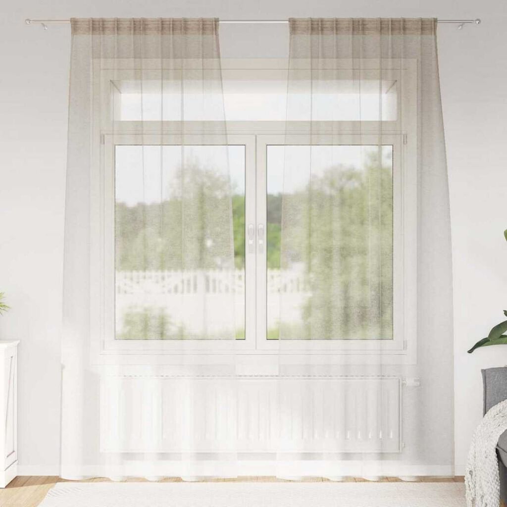vidaXL Κουρτίνες με κουρτίνες 2 pcs Άμμος Πολυεστέρας