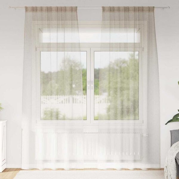 vidaXL Κουρτίνες με κουρτίνες 2 pcs Άμμος Πολυεστέρας