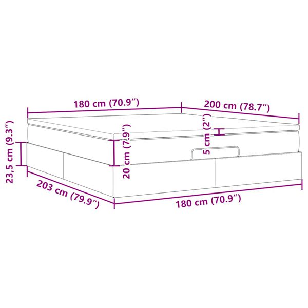 vidaXL Οθωμανικό κρεβάτι με στρώμα σκούρο καφέ 180x200cm ύφασμα