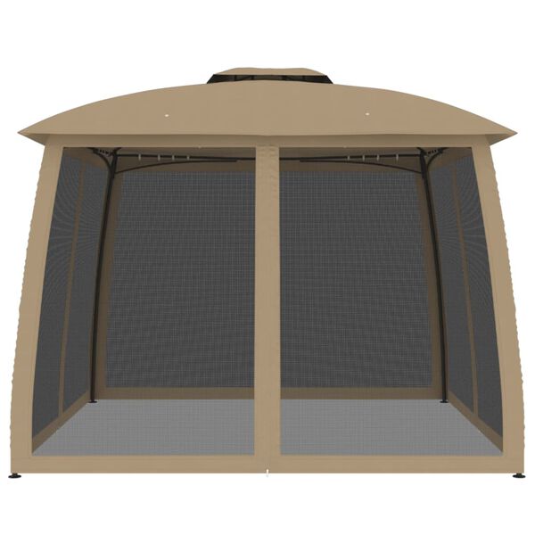 vidaXL Κιόσκι με Διπλούς Τοίχους/Δίχτυ Taupe 2,93x2,93 μ. από Ατσάλι