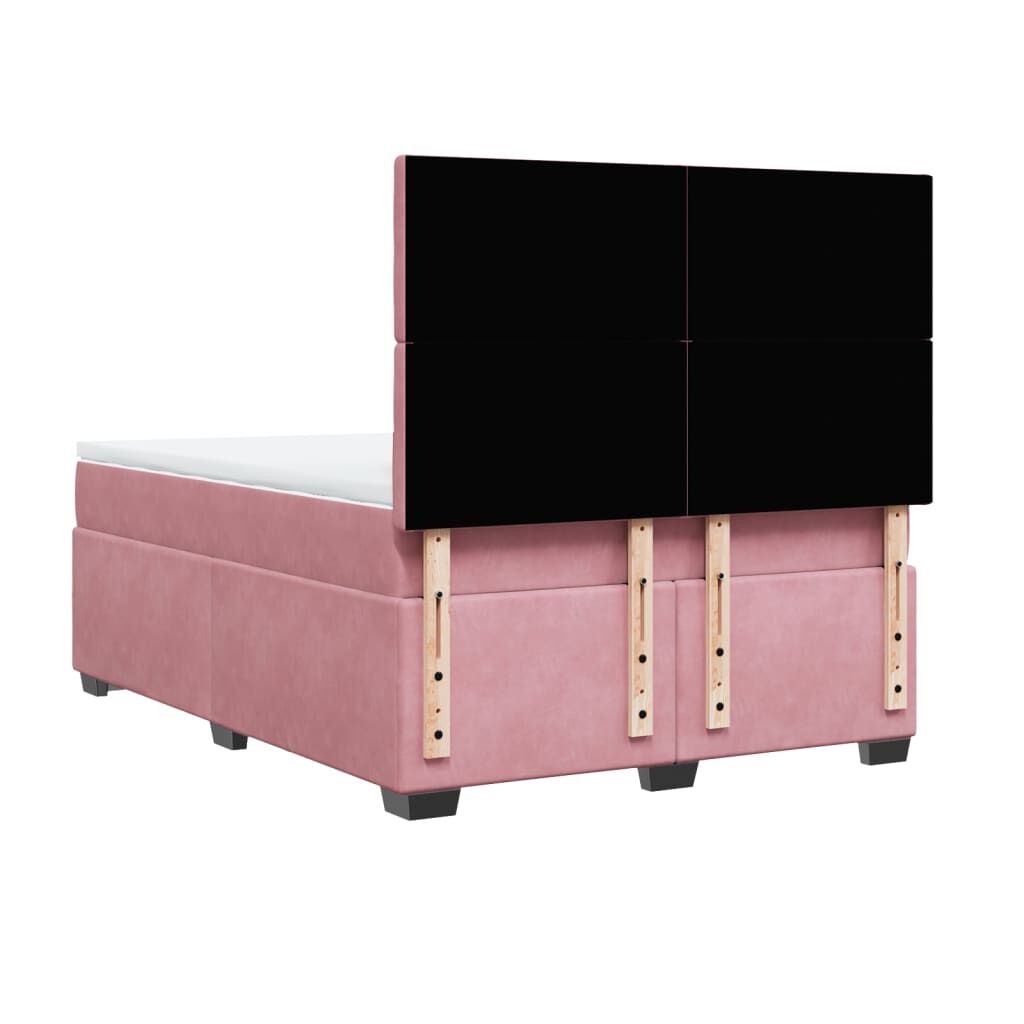 vidaXL Κρεβάτι Boxspring με Στρώμα Ροζ 140x190 εκ. Βελούδινο