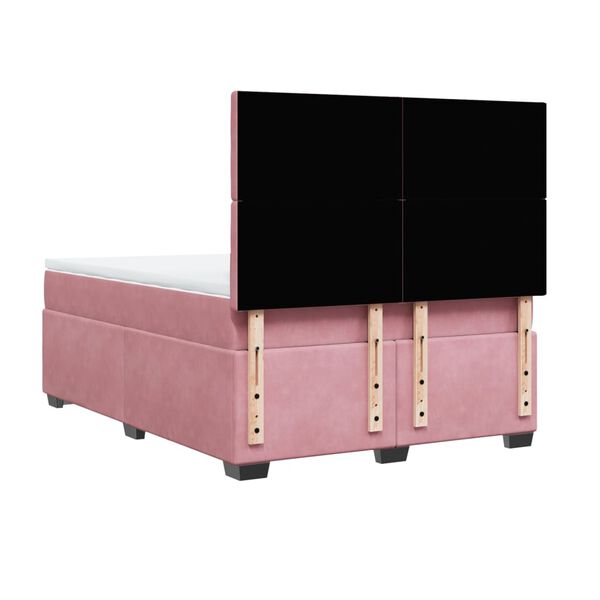 vidaXL Κρεβάτι Boxspring με Στρώμα Ροζ 140x190 εκ. Βελούδινο