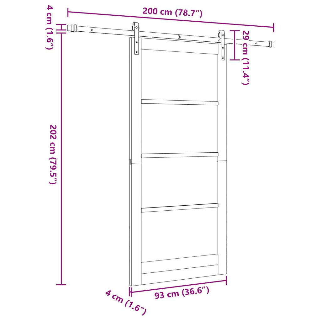 vidaXL Συρόμενη Πόρτα Λευκό 93 x 202 cm