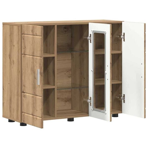 vidaXL Πλαϊνό γραφείο με ράφι με πόρτα artisan δρυς 55.5 x 29 x 100 εκ