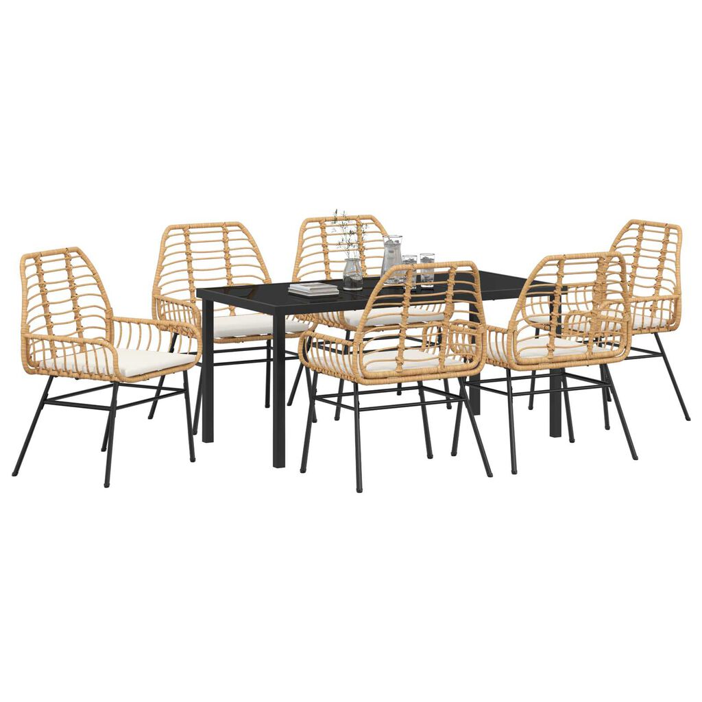 vidaXL Σέτ φαγητού για κήπο 7 pcs Καφέ συνθετικό ρατάν