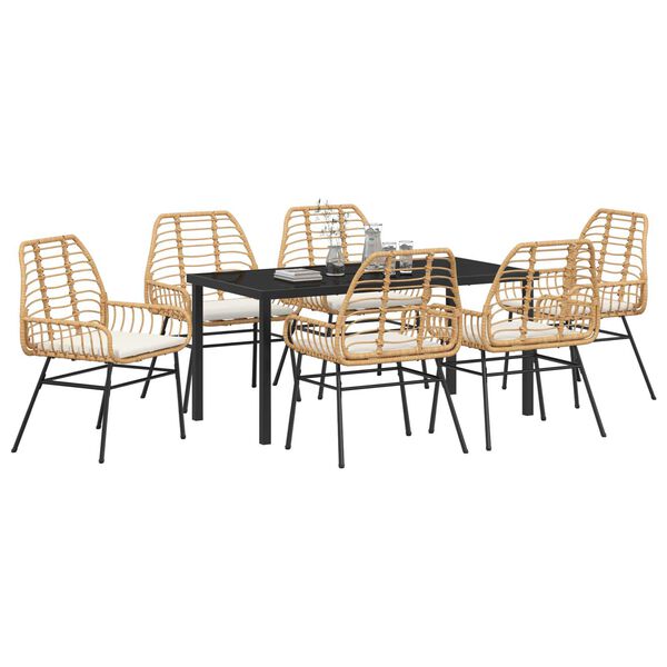 vidaXL Σέτ φαγητού για κήπο 7 pcs Καφέ συνθετικό ρατάν