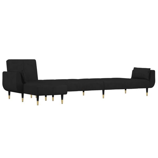 vidaXL Καναπές Κρεβάτι Γωνιακός Μαύρος 275 x 140 x 70 εκ. Βελούδινος
