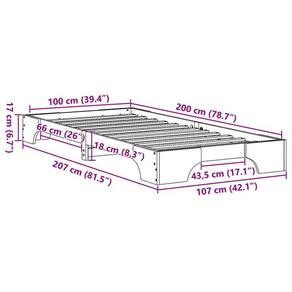 vidaXL Κρεβάτι Λευκό Μασίφ ξύλο 100 x 200 εκ Ανθεκτικό