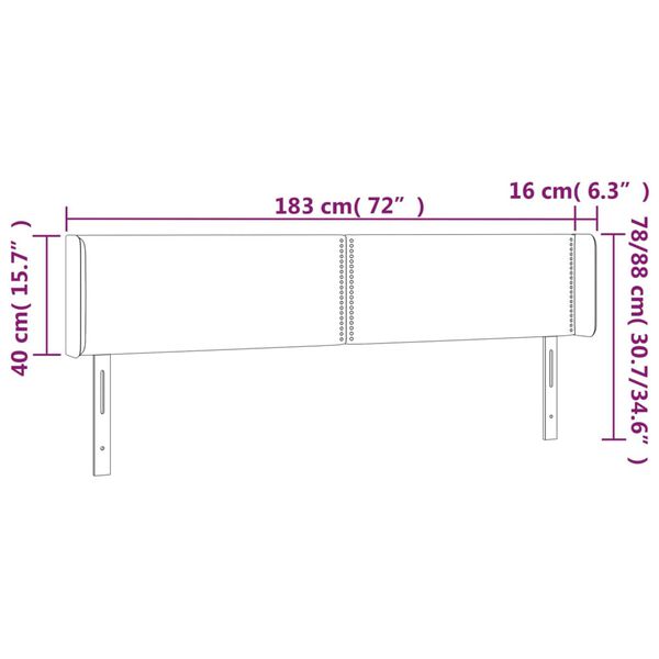 vidaXL Κεφαλάρι Κρεβατιού LED Καπουτσίνο 183x16x78/88εκ. Συνθετ. Δέρμα