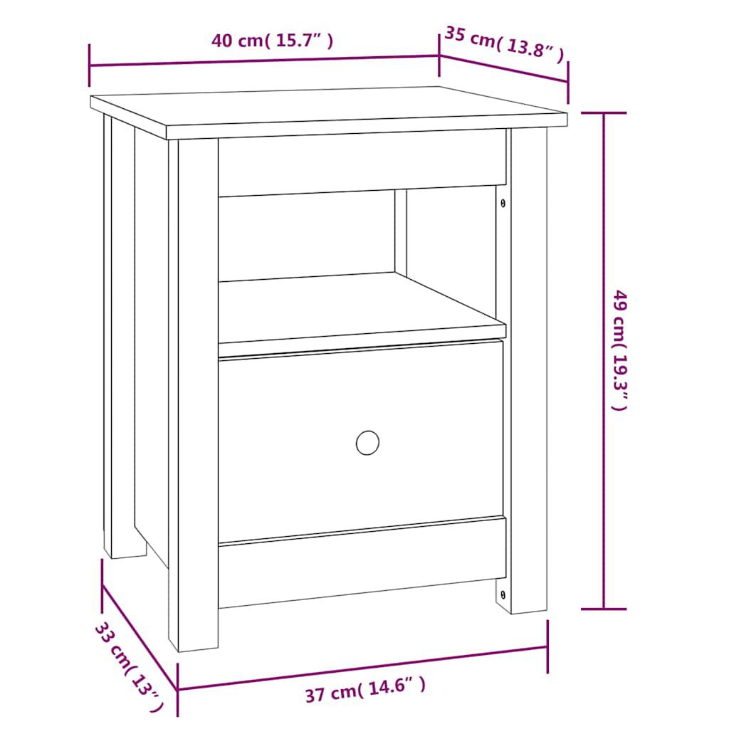 vidaXL Κομοδίνα 2 τεμ. Μελί 40 x 35 x 49 εκ. από Μασίφ Ξύλο Πεύκου