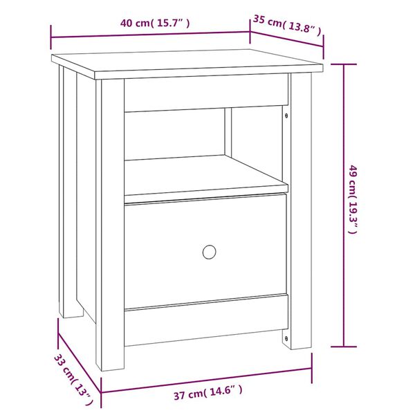 vidaXL Κομοδίνα 2 τεμ. Μελί 40 x 35 x 49 εκ. από Μασίφ Ξύλο Πεύκου