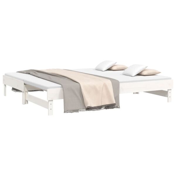 vidaXL Καναπές Κρεβάτι Συρόμενος Λευκός 2x(90x200) εκ. Μασίφ Πεύκο