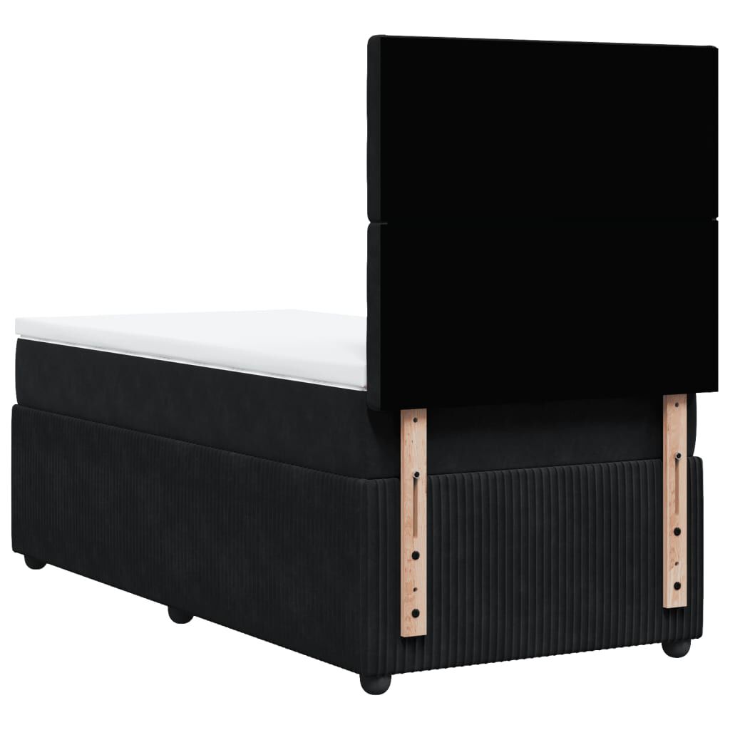 vidaXL Κρεβάτι Boxspring με Στρώμα Μαύρο 80 x 200 εκ. Βελούδινο
