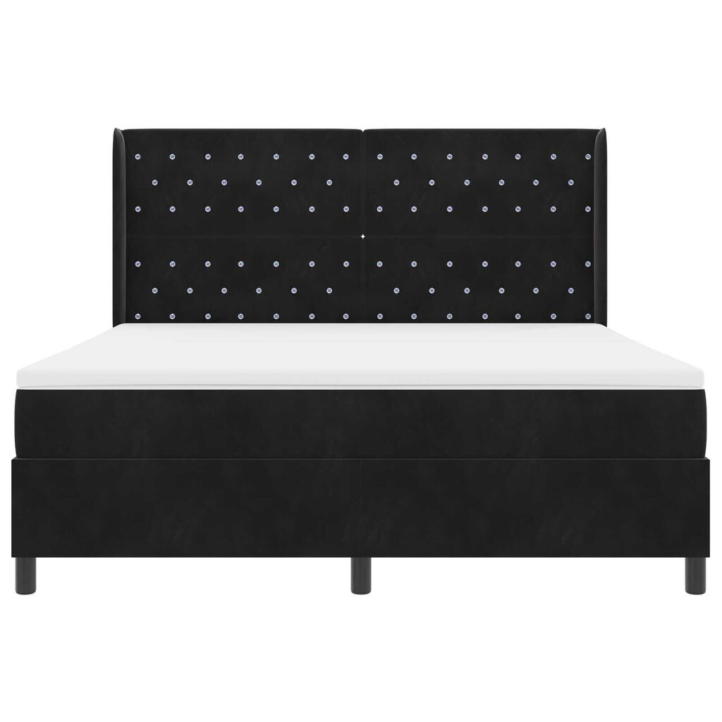vidaXL Κρεβάτι Box Spring με Στρώμα Μαύρο 180x200 cm Βελούδο