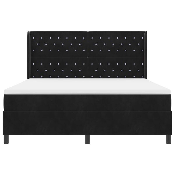 vidaXL Κρεβάτι Box Spring με Στρώμα Μαύρο 180x200 cm Βελούδο