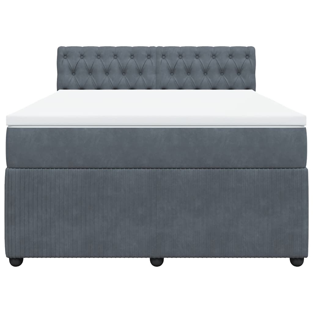 vidaXL Κρεβάτι Boxspring με Στρώμα Σκούρο Γκρι 140x200 εκ. Βελούδινο