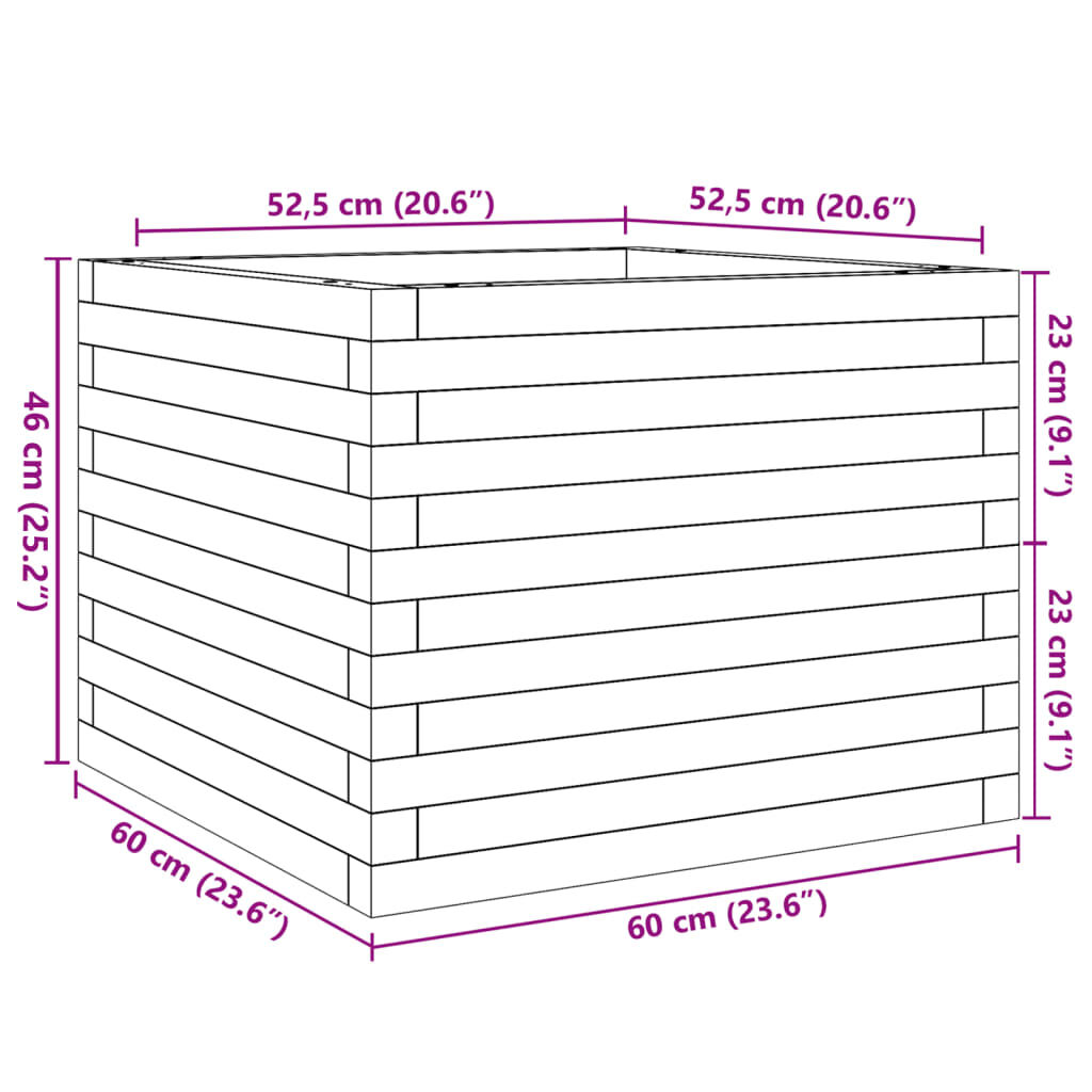 vidaXL Ζαρντινιέρα Κήπου 60x60x46 εκ. από Εμποτισμένο Ξύλο Πεύκου