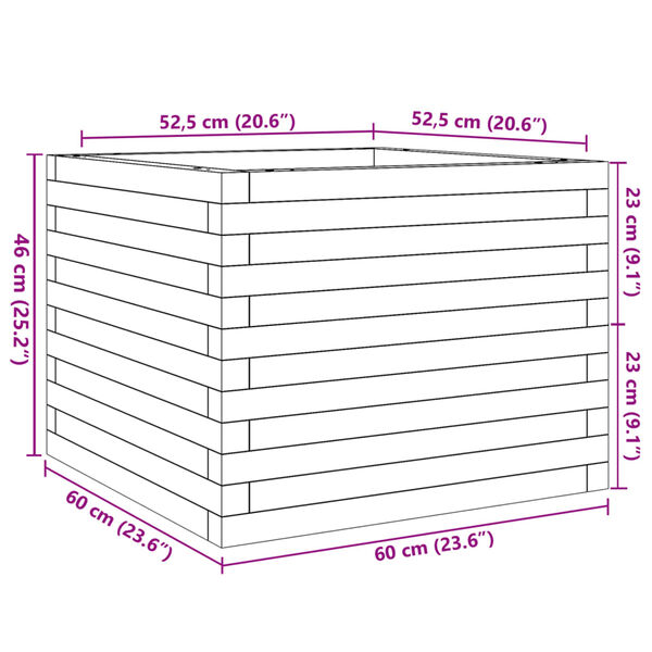 vidaXL Ζαρντινιέρα Κήπου 60x60x46 εκ. από Εμποτισμένο Ξύλο Πεύκου