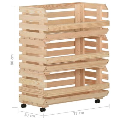 vidaXL Τρόλεϊ Λαχανικών 77 x 30 x 80 εκ. από Μασίφ Ξύλο Πεύκου