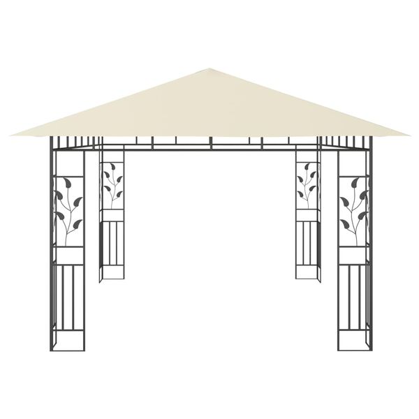 vidaXL Κιόσκι με Σήτα και Φωτάκια LED Κρεμ 4 x 3 x 2,73 μ.