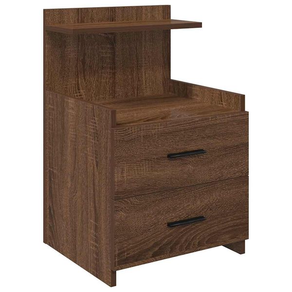 vidaXL Κομοδίνα 2 τεμ. με 2 Συρτάρια, Καφέ Δρυς 40x36,5x62 εκ.
