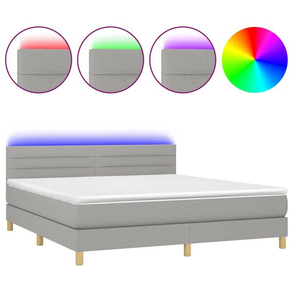 vidaXL &Kappa;&rho;&epsilon;&beta;ά&tau;&iota; Boxspring &mu;&epsilon; &Sigma;&tau;&rho;ώ&mu;&alpha; & LED &Alpha;&nu;.&Gamma;&kappa;&rho;&iota; 180x200 &epsilon;&kappa; &Upsilon;&phi;&alpha;&sigma;&mu;ά&tau;&iota;&nu;&omicron;