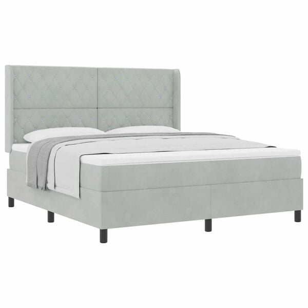 vidaXL Κρεβάτι με ελατήρια Ανοιχτό γκρι 180 x 200 cm Βελούδο