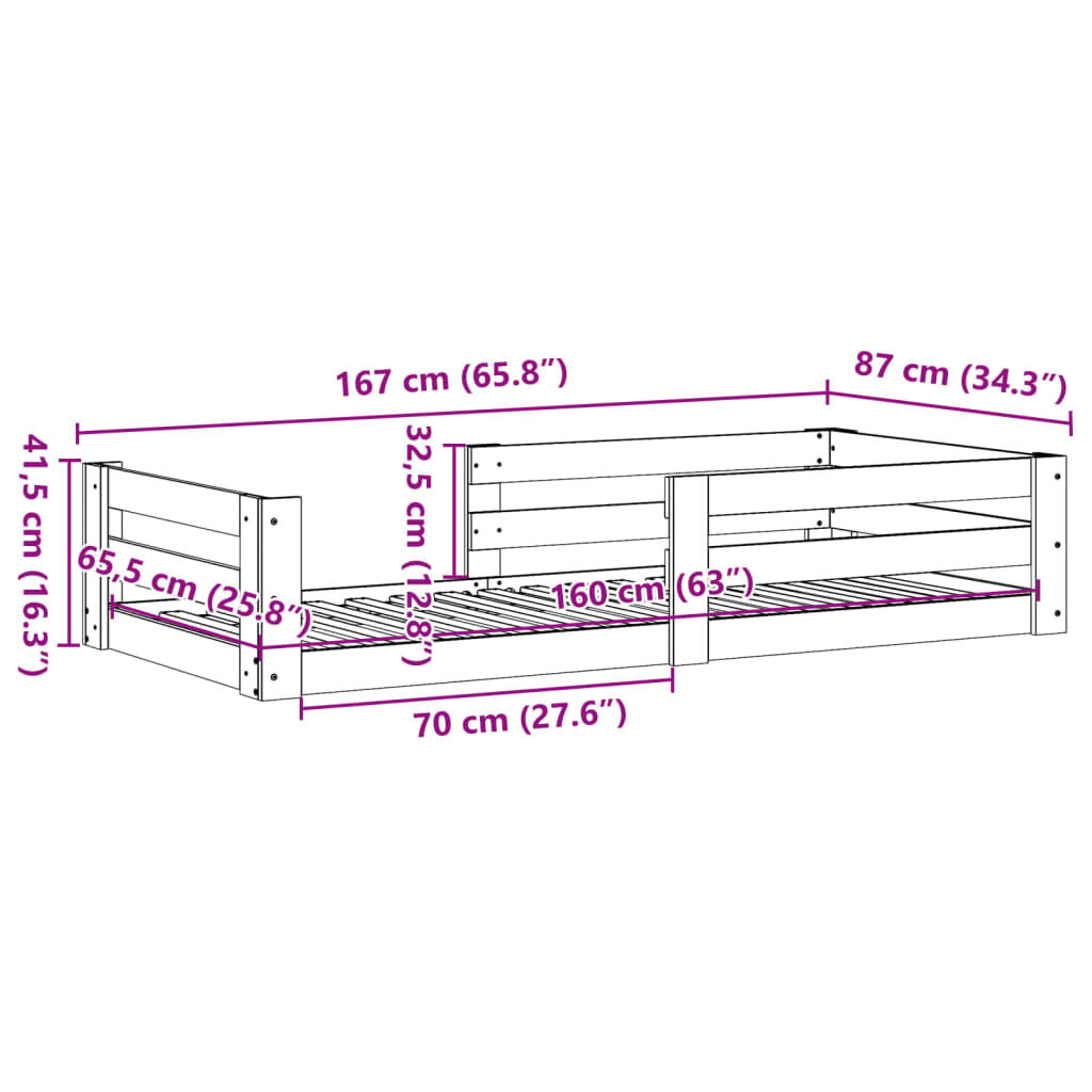 vidaXL Σκελετός Κρεβ Χωρίς Στρώμα Καφέ Κεριού 80x160 εκ Μασίφ Πεύκο