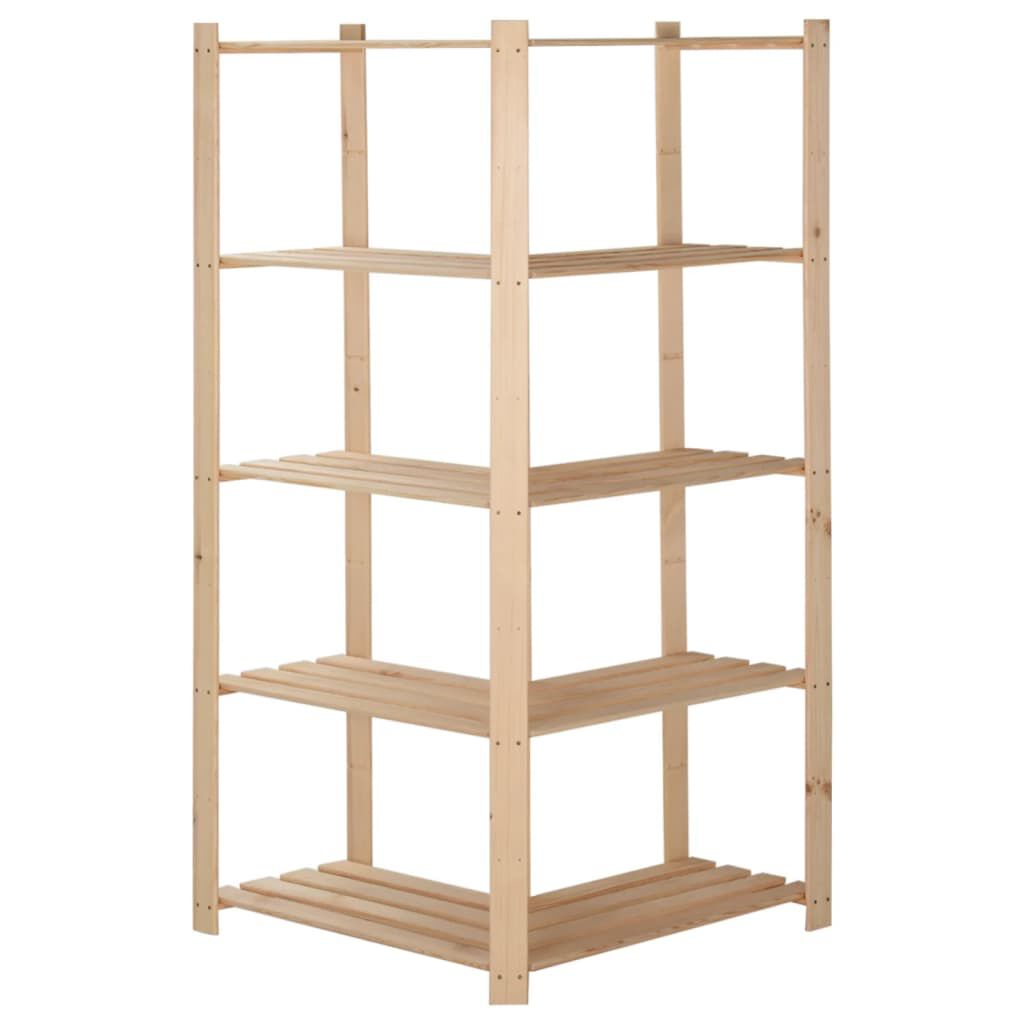 vidaXL Γωνιακή Ραφιέρα 5 Επιπέδων 82,5x82,5 x170 εκ. Μασίφ Ξύλο Πεύκου