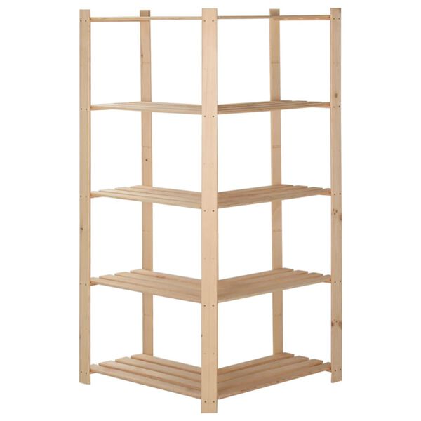 vidaXL Γωνιακή Ραφιέρα 5 Επιπέδων 82,5x82,5 x170 εκ. Μασίφ Ξύλο Πεύκου