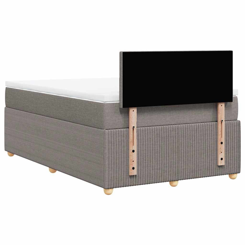 vidaXL Κρεβάτι Boxspring με Στρώμα Taupe 120x190 εκ. Υφασμάτινο
