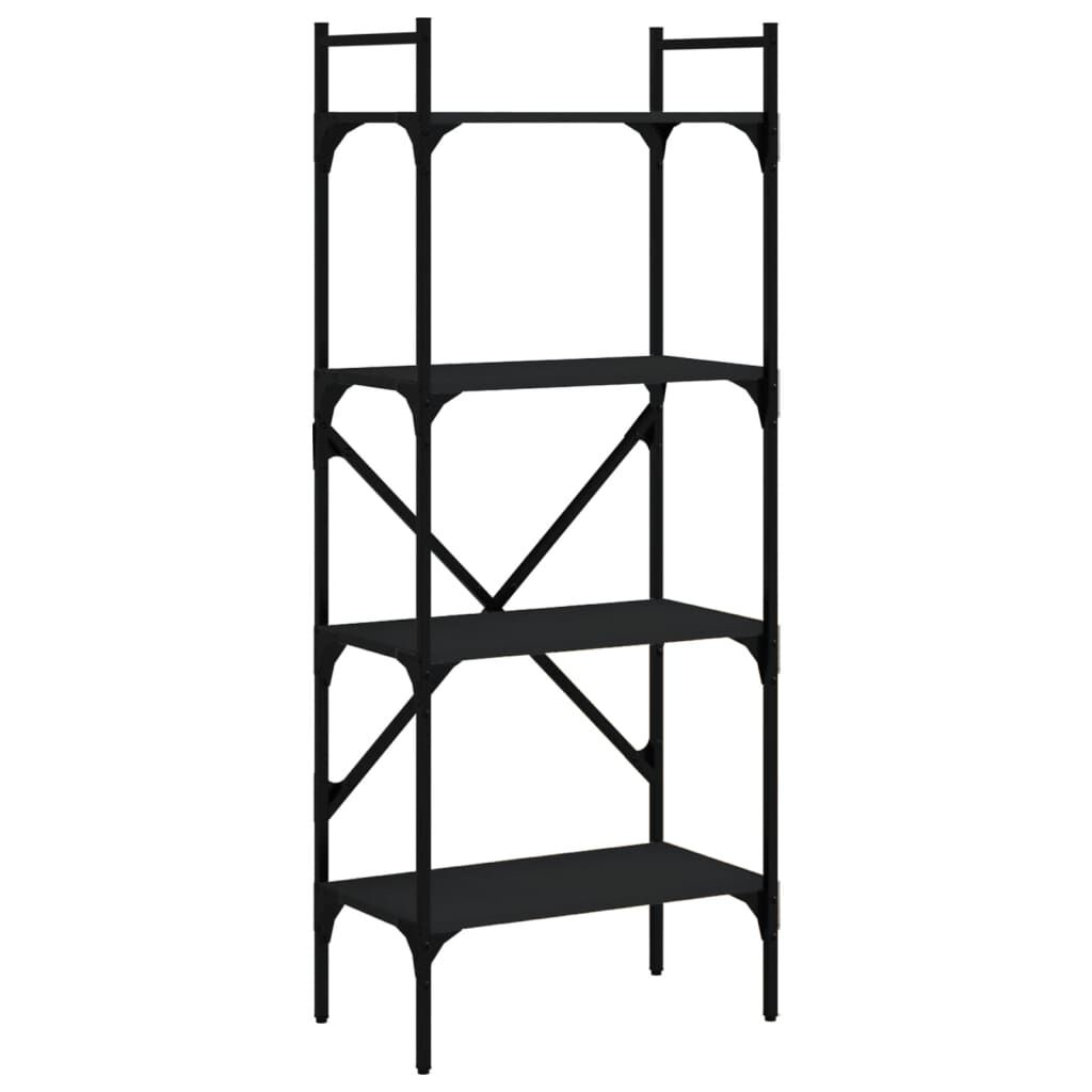 vidaXL Βιβλιοθήκη 4 Επιπέδων Μαύρη 56x31,5x138,5 εκ. Επεξεργ. Ξύλο