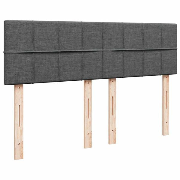 vidaXL Κρεβάτι Boxspring με Στρώμα Σκούρο Γκρι 140x190 εκ. Υφασμάτινο