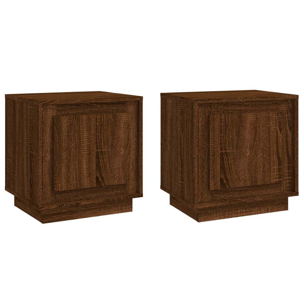 vidaXL Κομοδίνα 2 Τεμ. Καφέ Δρυς 44 x 35 x 45 εκ. Επεξεργασμένο Ξύλο
