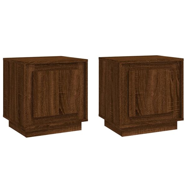 vidaXL Κομοδίνα 2 Τεμ. Καφέ Δρυς 44 x 35 x 45 εκ. Επεξεργασμένο Ξύλο