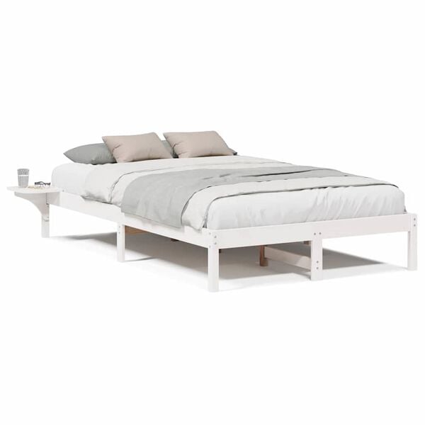 vidaXL Πλαίσιο κρεβατιού με κομοδίνα Λευκό 140 x 190 cm Λευκό