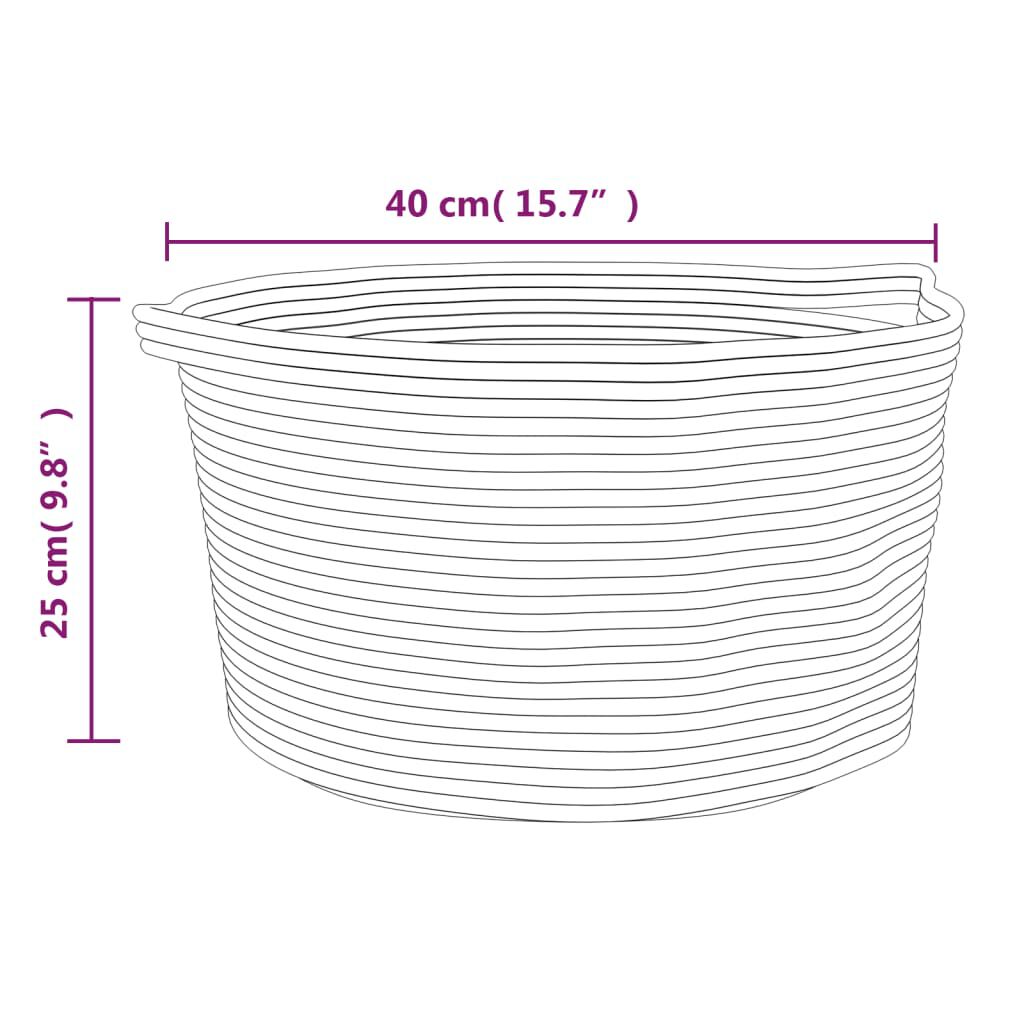 vidaXL Καλάθι Αποθήκευσης Γκρι και Λευκό Ø40 x 25 εκ. Βαμβακερό