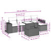 vidaXL Καναπές Κήπου 6 Τεμαχίων Μαύρο από Συνθετικό Ρατάν με Μαξιλάρια
