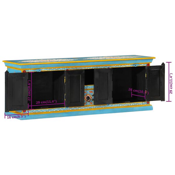 vidaXL Έπιπλο Τηλεόρασης Μπλε 110 x 30 x 40 εκ. από Μασίφ Ξύλο Μάνγκο