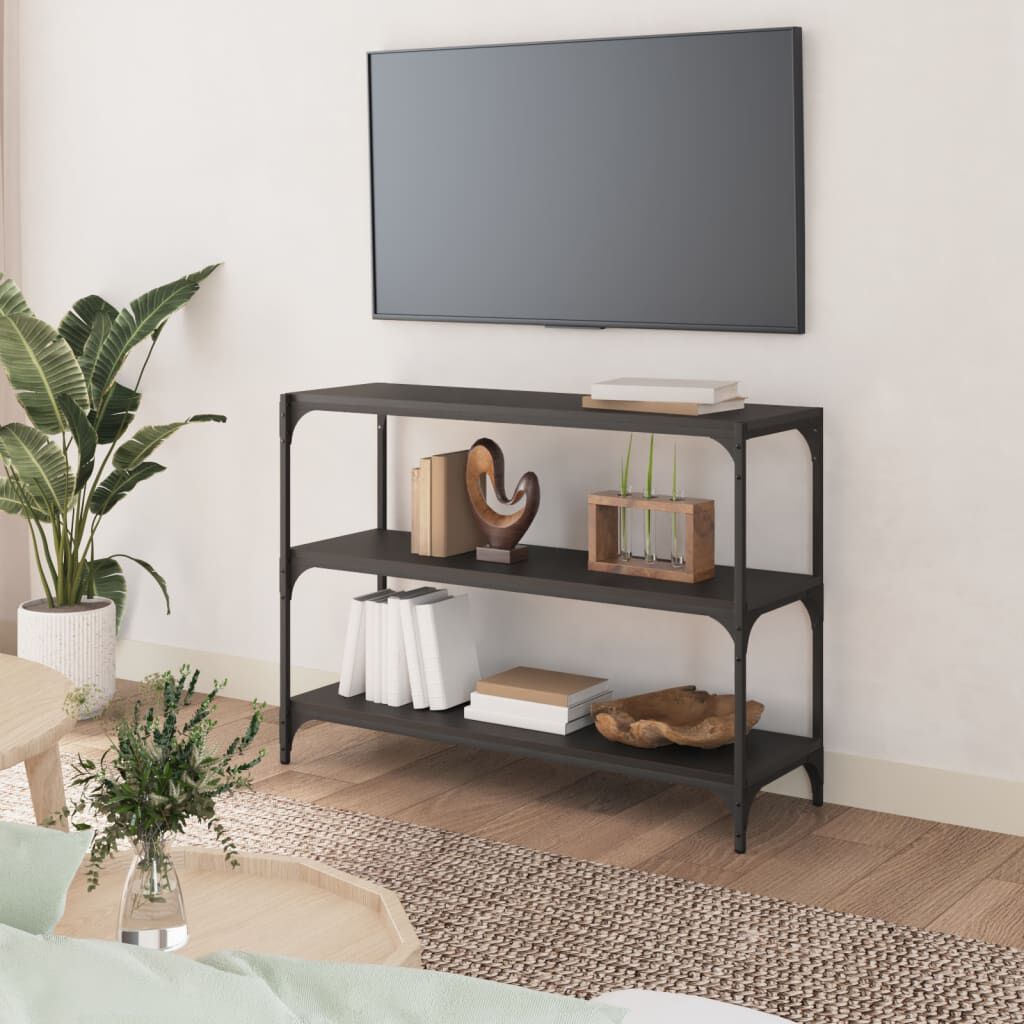 vidaXL Βιβλιοθήκη Μαύρη 100x33x70,5 εκ. Επεξεργασμένο Ξύλο & Ατσάλι