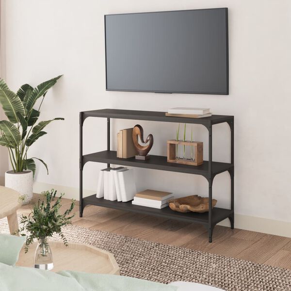vidaXL Βιβλιοθήκη Μαύρη 100x33x70,5 εκ. Επεξεργασμένο Ξύλο & Ατσάλι